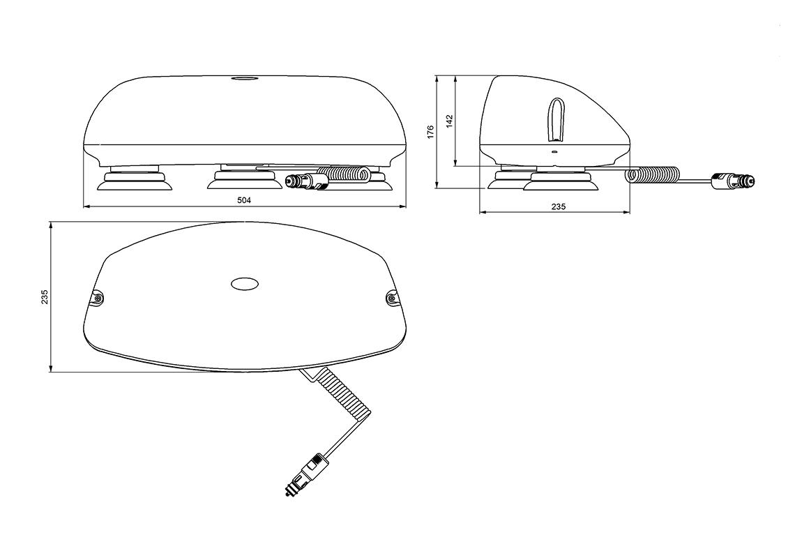 Mini-Warnbalken MULTILUX mit Magnetfuss mit gelieferten H1 12 und 24V Glühbirnen gelb